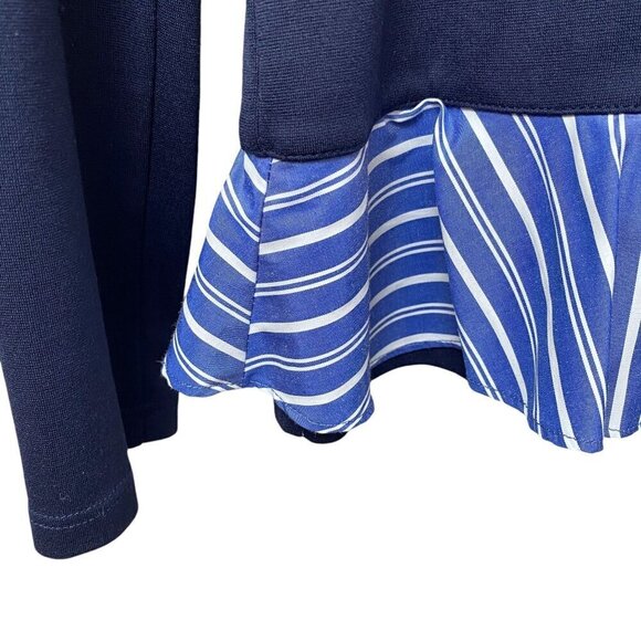 BARNEYS New York Womens Top Small Layered Look Ruffle Hem Ponte Knit Tee Blue - Picture 8 of 9